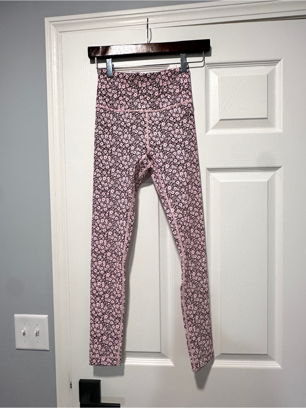 Pink Floral Ribbed Leggings